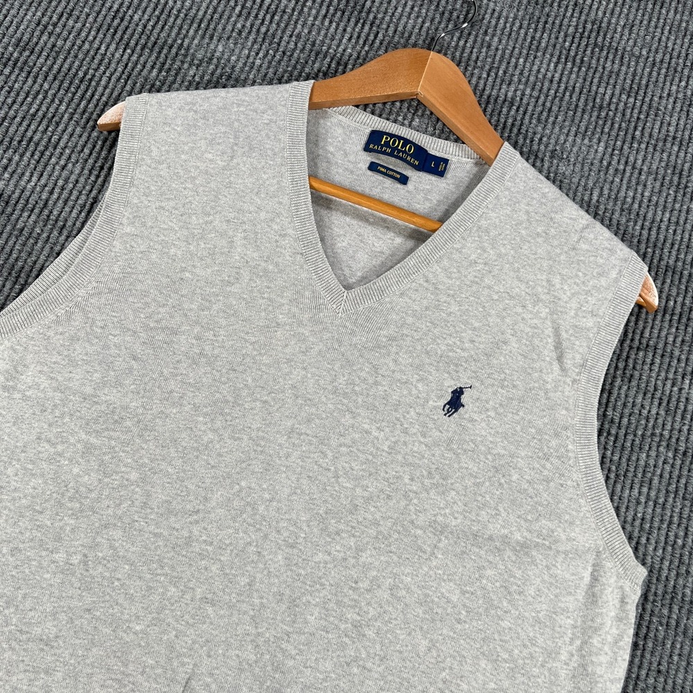 Polo Ralph Lauren Sweater Vest‎ Pullover Mens Large Gray Sleeveless V Neck